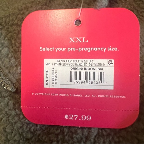 Ingrid & Isabel Maternity Olive Green Fleece Top Size XXL New - Picture 3 of 6